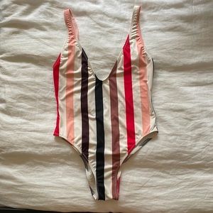 Solid and Striped Deep V one piece